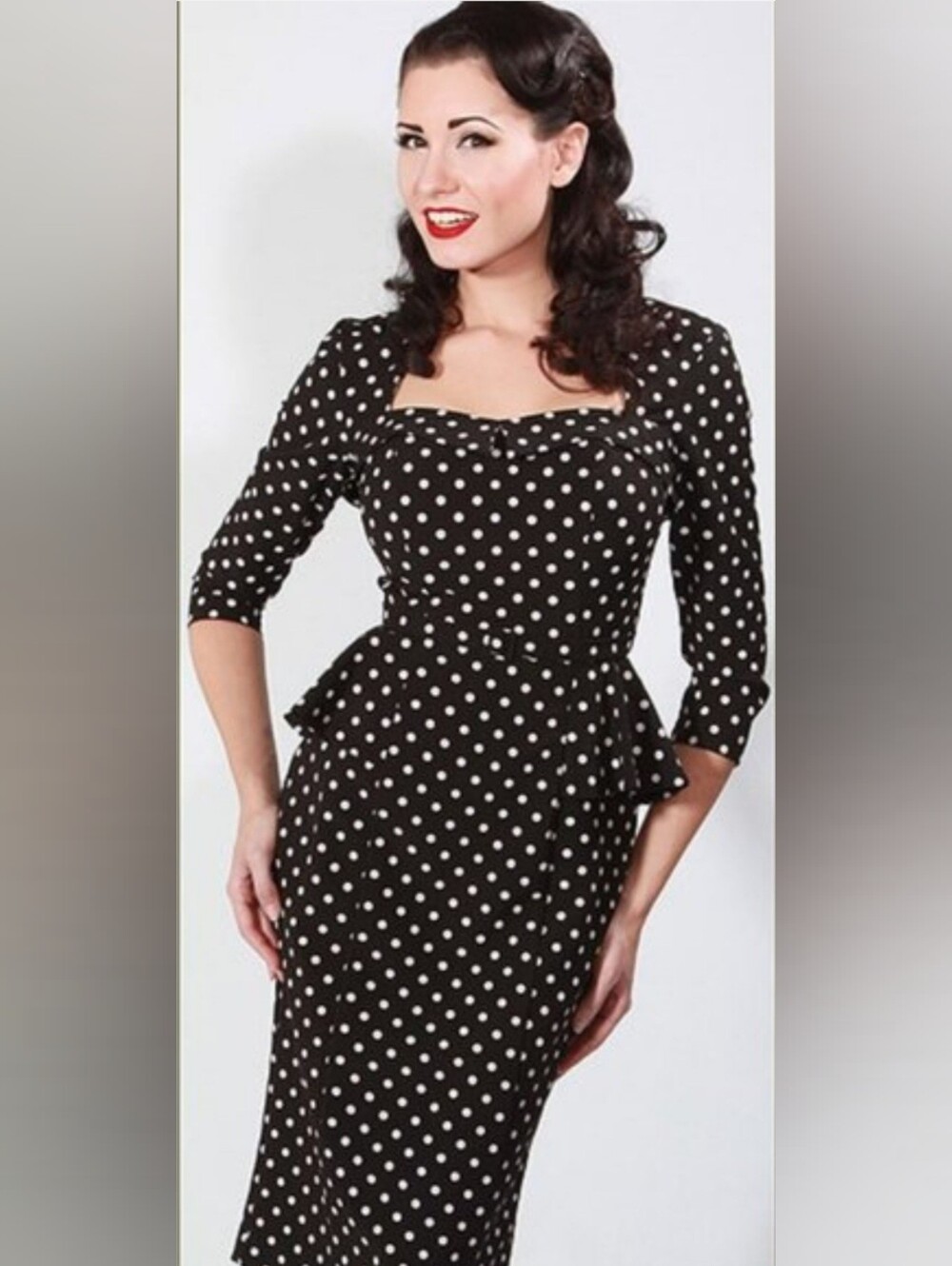 Stop Staring Black & Light Pink Polka Dot Peplum Accent Dress, Size XL NWT